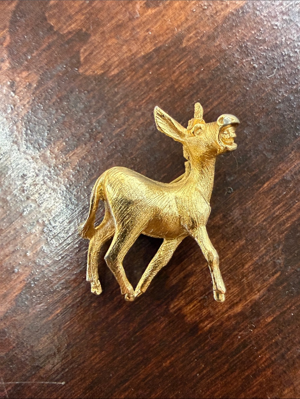 Gold Donkey Brooch - VTG stamped